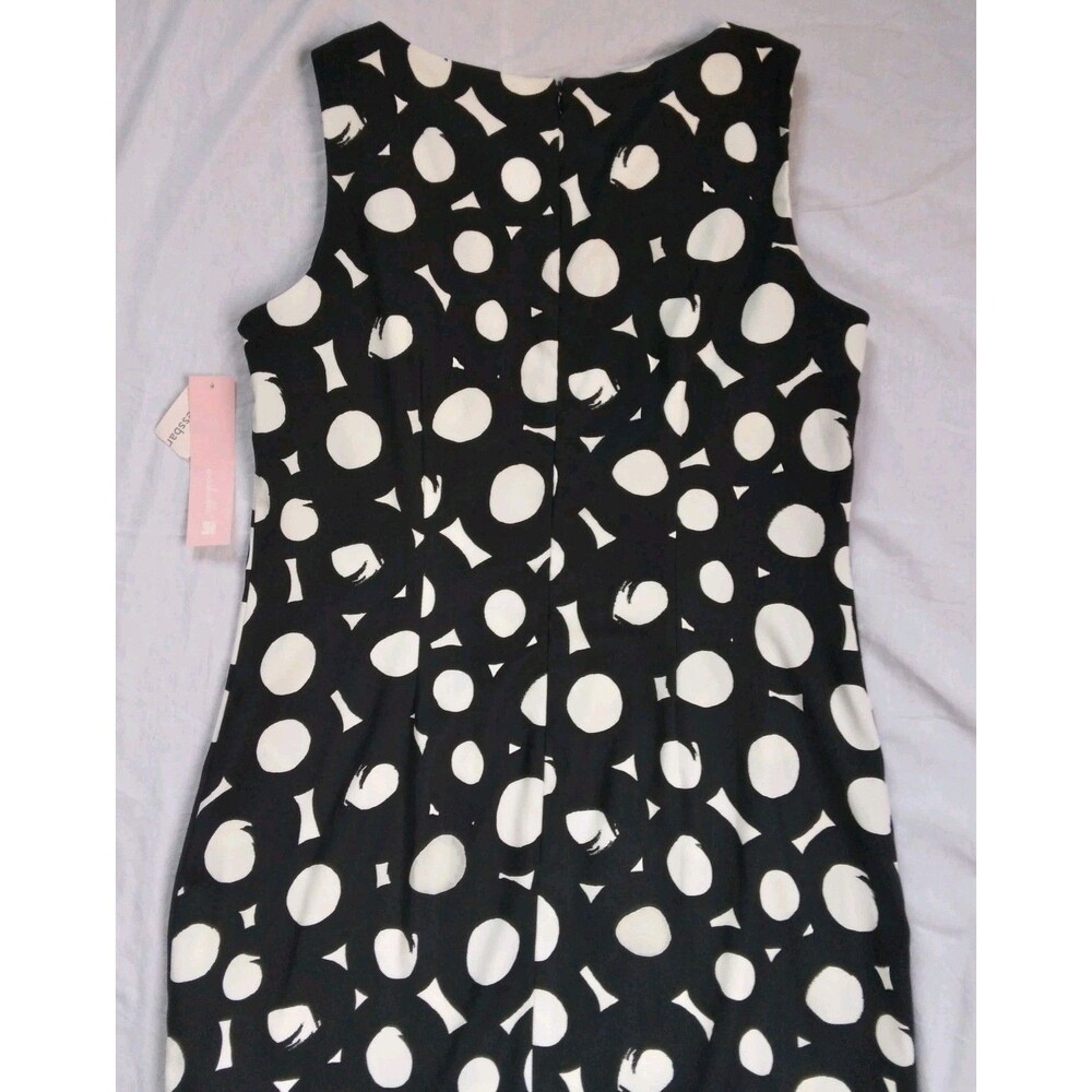 Dressbarn Dress Shift Sheath Black White Circles Geometric Career Women's 12 - Picture 8 of 9